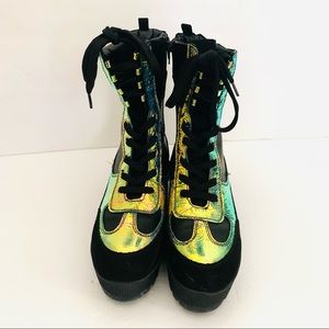 Rouge Helium Iridescent Black Ankle Boots